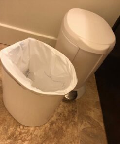 simplehuman Compact Round Bathroom Step Trash Can, 6 Liter / 1.6 Gallon, White Plastic 37 61fmv2ebDFL