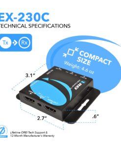 OREI 4K HDMI Over Ethernet CAT6/CAT7 Extender, Extender RJ45 4K@30Hz Upto 130 Ft 1080P Upto 230 FT Full HD POC Transmitter & Receiver IR Loop Out (EX-230C) 16 61fqb9TRhBL
