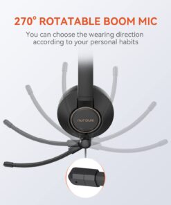 NUROUM Wired Headset, Single-Ear (Mono) Headphones with Noise Canceling Microphone, On Ear Computer Headset with in-line Control, USB/Type-C, PC Headset for Home Office Online Class Skype Zoom Single-Ear(USB Control) 16 61fsM2wxCxL