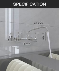 Kitchen Faucet Wall Mount Commercial Sink Faucet Kitchen Utility Laundry 8 Inch Swivel Spout 2 Dual Handle Restaurant Chrome Mixer Tap 17 61fspLwtNqL