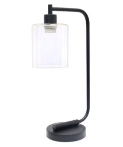 Simple Designs LD1036-BLK Bronson Antique Style Industrial Iron Lantern Desk Bedside Glass Shade Table Lamp, Black No Bulb 21 61fu8gCKscL