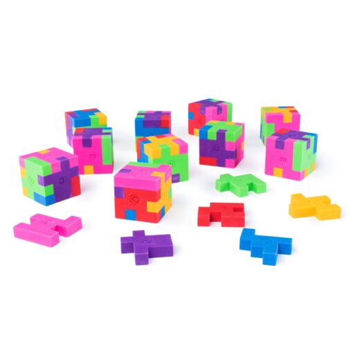 12 Pack Colorful Puzzle Erasers Miniature Pencil Erasers Children Party Favors, Classroom Student Prize Packs, Brain Teasers