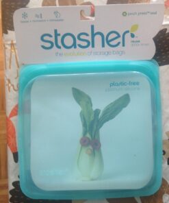 Stasher Reusable Silicone Storage Bag, Food Storage Container, Microwave and Dishwasher Safe, Leak-free, Sandwich, Aqua 41 61fvJHL2hRL