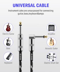 Alternative view of Donner Guitar Cable 10 ft, Electric Instrument Cable Bass Amp Cord for Electric Guitar Bass Amplifier Audio, 1/4" Right Angle to Straight, Black White 10 Feet Right Angle& Straight