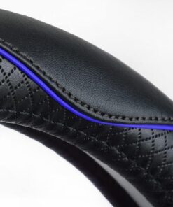 Rueesh Microfiber Leather Steering Wheel Cover Anti-Slip Matte Finish Auto Car Wheel Cover Universal 15 Inch Wheel Cover for Car Embossing Pattern Blue Line M (14.5"-15" Diameter) 25 61fxhLdHuyL