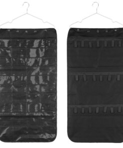 Hanging Jewelry Organizer, Dual Sided Closet Organizers, Earrings Bracelet Necklace Socks Pantyhose Storage Display Bag (Black (40 Pockets & 20 Hook-and-Loop Tabs)) Black (40 Pockets & 20 Hook-and-Loop Tabs) 17 61fxqOHu IL 1