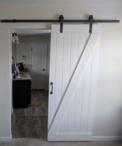 TMS 6.6 FT Country Dark Coffee Steel Sliding Barn Wood Door Hardware Antique 6.6 FT (79") 34 61fy p5ooiL