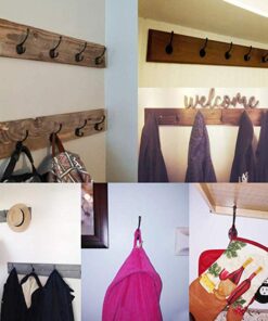 IBosins 10 Pack Heavy Duty Dual Coat Hooks Wall Mounted with 40 Screws Retro Double Hooks Utility Black No Rust Hooks for Coat, Scarf, Bag, Towel, Key, Cap, Cup, Hat (Black) 23 61fyXcvktAL