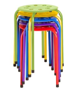 Norwood Commercial Furniture - NOR-1101AC-SO - Assorted Color Stacking Stools - Stackable Stools for Kids and Adults - Flexible Seating for Home, Office, Classrooms - Plastic/Metal 17.75" (Pack of 5) 17 3/4" Height Non-mobile