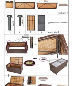 Victoria Young Resin Wicker Deck Box Storage Bench Container with Seat and Cushion Indoor and Outdoor Use, 60 Gallon, Espresso Brown 15 61fzwDxf6L