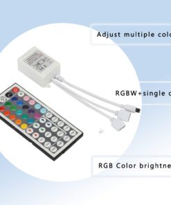 BZONE 2-Port 44 Keys Wireless IR Remote Controller for SMD 5050 3528 RGB LED Strip Lights, Dual 4-pin Output Remote Controller Dimmer for 2pcs RGB LED Strips DC12-24V 2-port Rgb Controller 14 61g HDOQncL