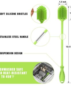 Silicone Bottle Cleaning Brush with Long Handle, 12.5" Water Bottle Cleaner for Baby Bottles, Hydro Flask, Sports Bottle, Vase, Glassware, Perfect for Smaller Diameter Bottle Openings (One Pack) Green 13 61g RBW0AnL