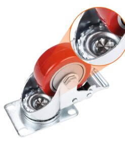 COOCHEER Casters, 3'' Heavy Duty Casters, Load 1200lbs, Lockable Bearing Caster Wheels with Brakes, 360-degree Top Plate Swivel Casters for Furniture and Workbench, Casters Set of 4, Red (Free Screws) 24 61g TpR79VL