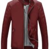 Springrain Men's Lightweight Bomber Jacket Zip Up Windbreaker Softshell Outdoor Jacket Coat Small Wine Red