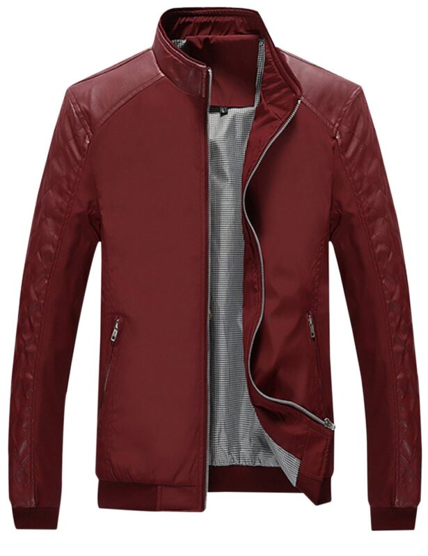 Catalog 5 Springrain Men's Lightweight Bomber Jacket Zip Up Windbreaker Softshell Outdoor Jacket Coat Small Wine Red