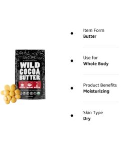 Wild Foods Organic Cocoa Butter Wafers | Raw Plant-Based & Cold-Pressed Cacao Keto Discs | Food Grade & Vegan White Sugar Free Chocolate Chips | 16oz 1 Pound (Pack of 1) 25 61g3glcEVfL