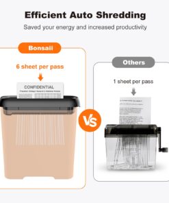 Bonsaii Paper Shredder for Home Use, 6 Sheet Strip Cut Small Paper Shredder Without Basket for Home Office, Portable Shredder Extendable Arm Design with Overheat Protection (S123-B) 12 61g5uCx3XzL