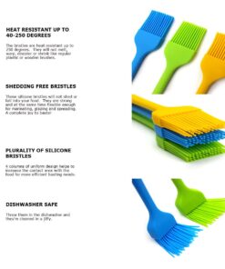 Alternative view of SILCONY 8.4" Silicone Basting Pastry Brush - Perfect for Oil Butter Spread, Marinades, Baste, BBQ, Grill, Cooking - BPA Free, Food Grade Material, Dishwasher Safe (3, 8.4 Inches) 3