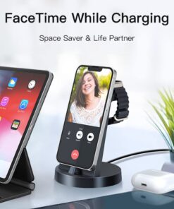 Charging Station for Multiple Devices,3 in 1 Fast Charging Station Dock for iPhone Series 14 Pro Max/13/12/11/X/8 Plus,for Airpods,DUMTERR Desk Wireless Charger for Apple Watch 8/Ultra/7/6/SE/5/4/3/2 black 29 61g788f4KFL
