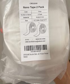 CREGEAR Heavy Duty Double Sided Tape(2 Roll of 16.5Ft), 1.18" Extra Large Nano Adhesive Tape, Clear Mounting Tape Strong Adhesive Strip, Removable Wall Hanging Tape Sticky Carpet Photo Frame Poster 16.5FT 2Pack 26 61gA VLGz8L