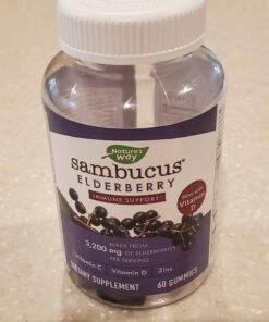 Nature's Way Sambucus Elderberry Immune Gummies, Daily Immune Support for Kids and Adults*, with Vitamin C, Vitamin D3, Zinc, Gluten Free, Vegetarian, 60 Gummies (Packaging May Vary) 60 Count (Pack of 1) Elderberry Gummies, 60ct 33 61gA7RdiBiL 1