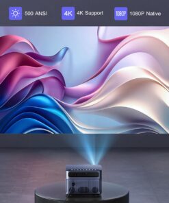 Alternative view of [Auto Focus/Keystone] 4K Projector with WiFi 6 and Bluetooth 5.2, FHD Native 1080P WiMiUS P64 Outdoor Movie Proyector, 50% Zoom, Home Projector Compatible with iOS/Android/HDMI/TV Stick Grey