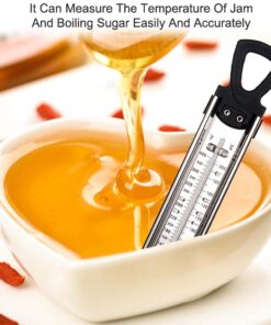 Candy Thermometer Deep Fry/Jam/Sugar/Syrup/Jelly Thermometer with Hanging Hook & Pot Clip Stainless Steel Cooking Food Thermometer Quick Reference Temperature Guide,Black Candy Thermometer-Black 25 61gCS2LA6L 2