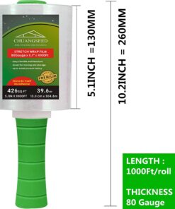 2-Pack Industrial Mini Clear Stretch Wrap Film 80 Gauge 5.1" 1000ft for Pallet Wrap with Plastic Handle,Durable Self-Adhering Packing,Moving,Packaging,Heavy Duty Shrink Film Chuangseed 5.1" x 1000Ft 2-Pack Inches 25 61gFeeHdRiL