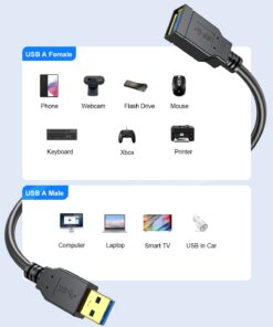 Alternative view of NC XQIN USB Extension Cable 20 Ft, USB 3.0 Type A Male to A Female Extension Cord,for Data Transfer USB Flash Drive, Keyboard, Mouse, Playstation, Xbox, Oculus VR, Card Reader, Printer etc USB3.0 Extension 20ft