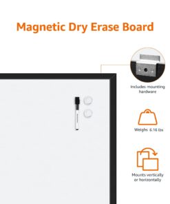 Amazon Basics Magnetic Dry Erase White Board, 35 x 23-Inch Whiteboard - Black Wooden Frame 23"x35" Magnetic, Wood Frame 26 61gIyudLlL