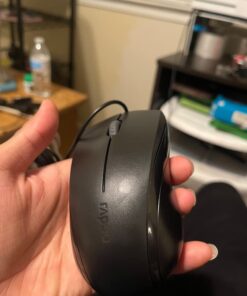 Rapoo Silent Wired Mouse, 1000 DPI 5ft Cord Quiet Button Optical Computer Mouse, Left Right Hand Use, for Laptop Chromebook Mac Notebook, Matte Black 24 61gKQMLvrbL