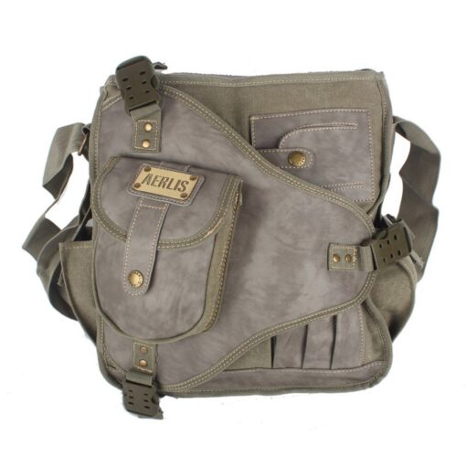 Innturt Men's Canvas Shoulder Bag Messenger Day Pack Army Green