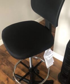 Amazon Basics Mid-back Mesh Office Drafting Chair Stool with Adjustable Footrest, Black No Arms 64 61gTqBLpeyL