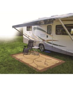 Camco 42855 9 by 12 Foot Reversible Brown Tan Leaf Design Breathable Portable Outdoor UV Coated Patio Mat Pad Rug for Picnics and Camping 9' x 12' 7 61gUkpSwUPL