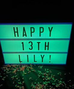 My Cinema Lightbox - Cinema Light Box, 12" x 9" - 3 Modes Light Up Letter Board sign with 100 Letters, Numbers & symbols - White LED Light, RGB and Color Freeze Mode light up signs for home decor 12"x9" RGB - Color changing light 24 61gVdzDTM8L