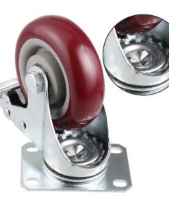 COOCHEER 4’’ Swivel Caster Wheels 1200lbs with Top Plate & Bearing Heavy Duty On Red Polyurethane Wheels Set of 4 (2 Swivel Without Brake, 2 Swivel with Brakes) 4 Inch-Half with Brake 16 61gXfMd8JOL