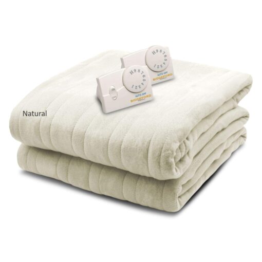 BIDDEFORD BLANKETS Comfort Knit Electric Heated Blanket with Analog Controller, Queen, Natural