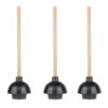 SteadMax Rubber Toilet Plunger, Double Thrust Force Cup, Heavy Duty, Commercial Grade with 18” Wood Handle (3 Pack) 3 Pack 39 61gaMYaTj2L