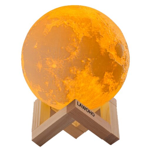 LAWOHO Moon Lamp LED Lighting Night Light 5.9 Inch 3 Colors Dimmable Vibration Control Bedside Baby Nursery 3D Printing Table Lamp for Kids Bedroom Home Decorative Birthday Christmas Xmas Gift 5.9"