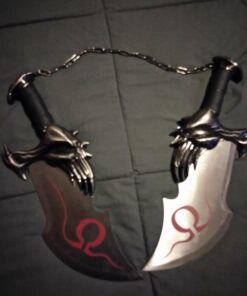 Armory Replicas Twin Blade Kratos Sword Set - Real Metal Blades of Chaos Replica with Display Plaque - Perfect for War Sword and Kratos Fans 26 61gbxHKhqL