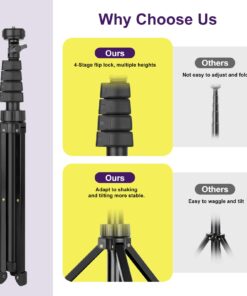 UBeesize Selfie Stick Tripod, 62" Extendable Tripod Stand with Bluetooth Remote for Cell Phones, Heavy Duty Aluminum, Lightweight 46 61gfwNtnuNL