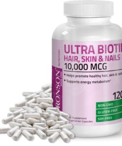 Bronson Ultra Biotin 10,000 Mcg Hair Skin and Nails Supplement, Non-GMO, 120 Vegetarian Capsules 120 Count (Pack of 1) 21 61ggXX26JiL