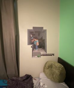 (Set of 4) LucyM Wall Decal Digging Steve; Creeper Inside Wall; Baby Pig; Baby Cow 30 61ggsCdE3L