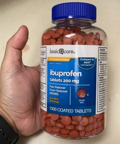 Amazon Basic Care Ibuprofen Tablets, Fever Reducer and Pain Relief from Body Aches, Headache, Arthritis and More, 1000 Count 1000 Count (Pack of 1) 24 61giEtvYW6L