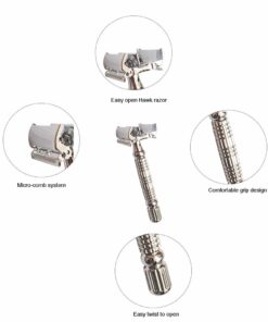 Complete Wet Shave Kit | Mike the Mason | Gift Set Includes: Hawk Safety Razor, Pure 100% Badger Hair Brush, Organic Honey Oatmeal Shave Bar, Nick Brick, 5 Premium Mens Blades, and a Razor Stand 17 61gjBIe5gmL