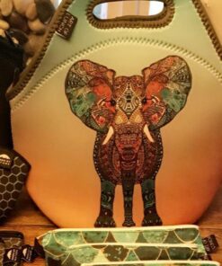 Artovida Artists Collective Insulated Neoprene Lunch Bag - Washable Soft Lunch Tote for Work and Picnic - Design by Monika Strigel (Germany) Elephant - Classic Monika Strigel Elephant 22 61gm3izilKL