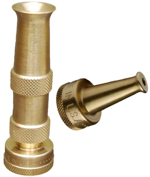 Hose Nozzle ~ Solid Brass ~ Adjustable Spray Patterns ~ Made in USA ~ with Bonus High Pressure Sweeper Nozzle