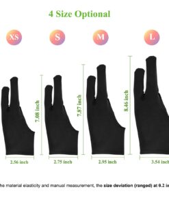 OTraki 4 Pack Artist Gloves for Drawing Tablet Free Size with Two Fingers for Graphics Pad Painting Good for Right or Left Hand - 2.95 x 7.87 inch M Black 26 61gn2bhhMBL
