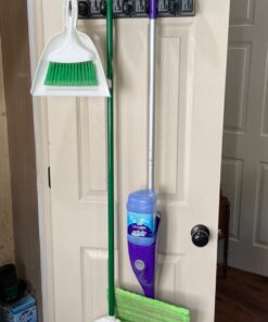 Berry Ave Broom Holder & Wall Mount Garden Tool Organizer - Home Laundry Room, Kitchen, Closet, Shed, Garage Organization and Storage Utility Rack - 5 Slots & 6 Hooks -Rake, Shovel, Mop Hanger (Black) 1 Pack Black 38 61gnRpZNT9L