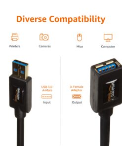 Amazon Basics USB-A 3.0 Extension Cable, 4.8Gbps High-Speed, Male to Female Gold-Plated Connectors, 6.5 Foot, Black 6.5 Feet 1-Pack 19 61gqJfTLYhL